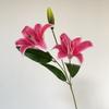 2-Kopf Künstliche Lilienblüten Weiß Real Touch Künstliche Faux-Pflanzen Mehrblütig Rosa Falsche Lilienzweige Wohnzimmer-Dekorationen