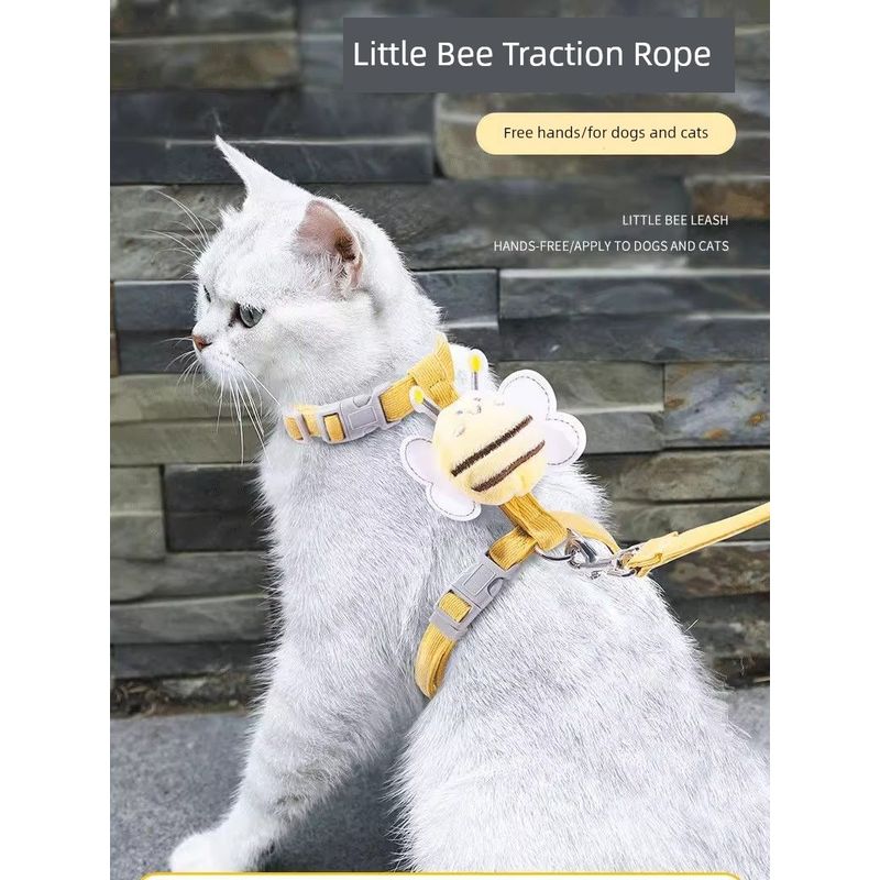 

Pet Supplies Cute Little Bee Cat Pulling Rope Anti Breaking Loose I-Shaped Adjustable Chest and Back Cat Walking Puppy Rope M (2.50 kg-6.00 kg Pink Bee