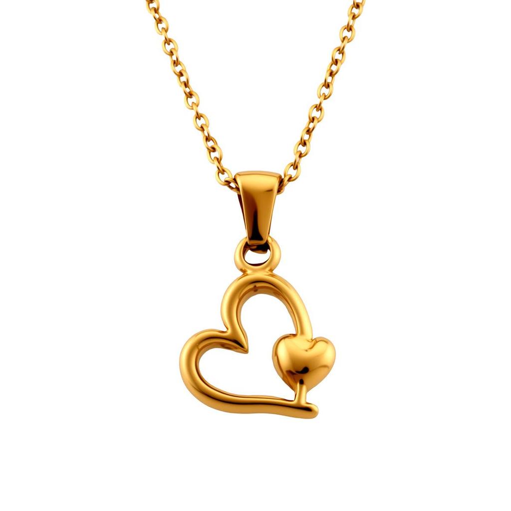 2026 Stainless Steel Double Heart Pendant - New Style Accessories