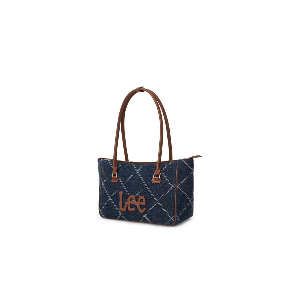 New Lee PU, Textile Mixture Tote Handbag, Shoulder Bag Women's Dark Blue & Brown/Light Blue & White LE250248M