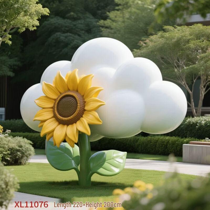 Outdoor Fiberglass Rainbow Cloud Swing Sculpture