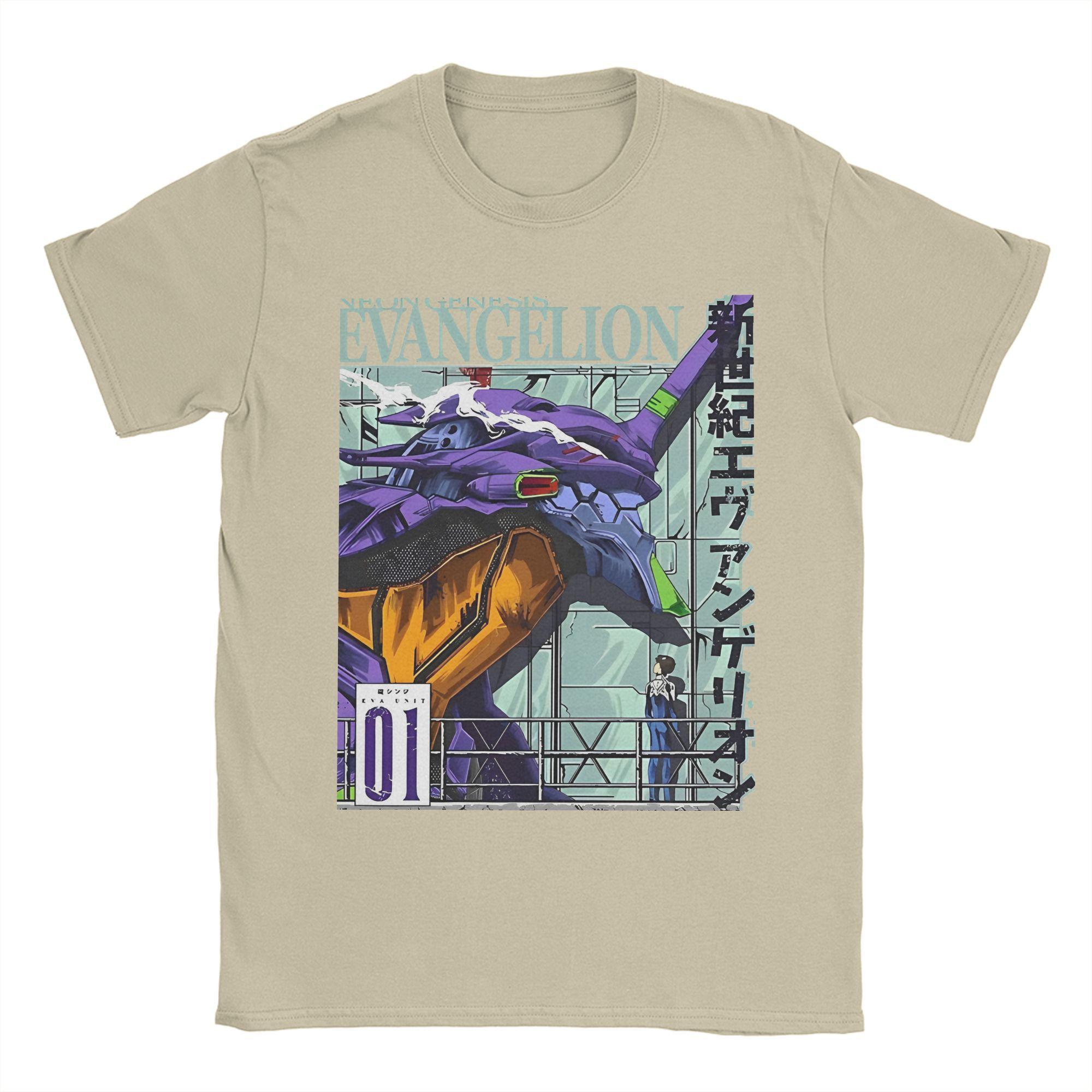 

01 EVANGELION Tshirts For Unisex Women 100Cotton Clothes Hip Hop EVA Anime Crewneck Short Sleeve 3XL