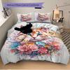 3pcs Charming Cat Quilt Cover Set (1 Quilt Cover + 2 Pillowcases Without Pillow Core), High-Definition Printing for Home and Dormitory.M031