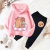 Capybara Print Children Hoodie Sets Girls Boys Autumn Winter Casual Fashion Cute Funny Fleece Long Sleeve Hoodies and Long Pants