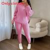 Womens Cozy Knit Sweater Pants Set With Belt For Casual Winter Wear
