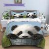 Panda and Grassland Pattern Bedding Home Decoration Birthday Gift (1 * duvet cover + 2 * pillowcase, without core)