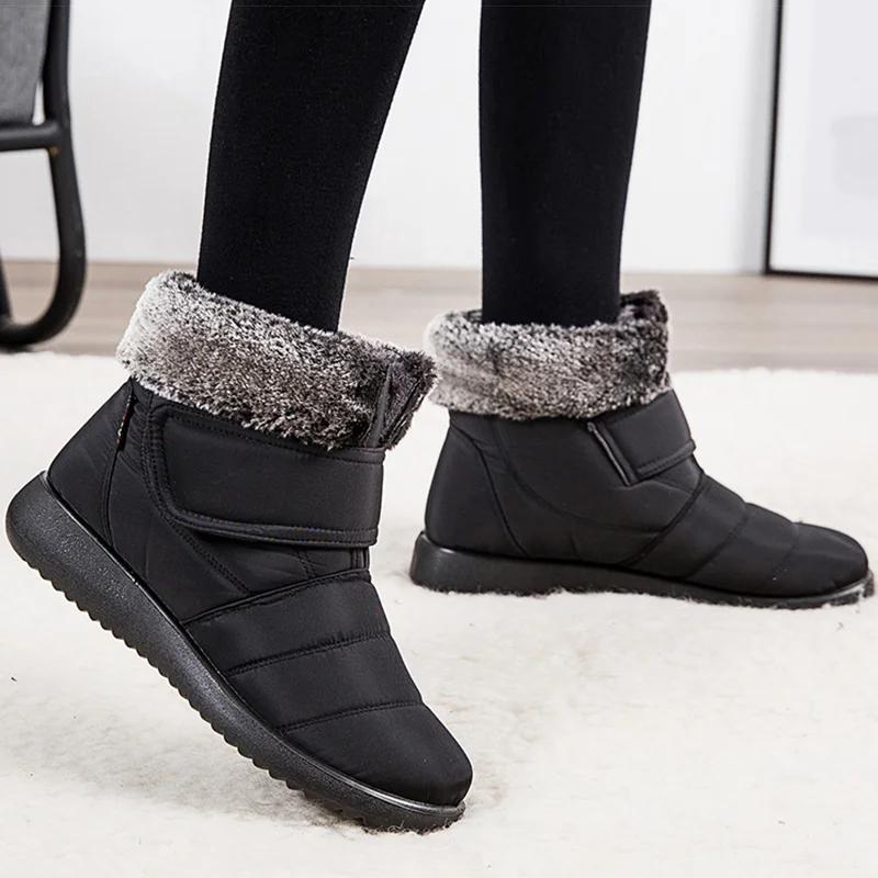 Damenstiefel Pelz Warme Stiefeletten für Schnee Wasserdicht Botas Mujer Winterstiefel Trend Bottines Damen Winterschuhe Frauen