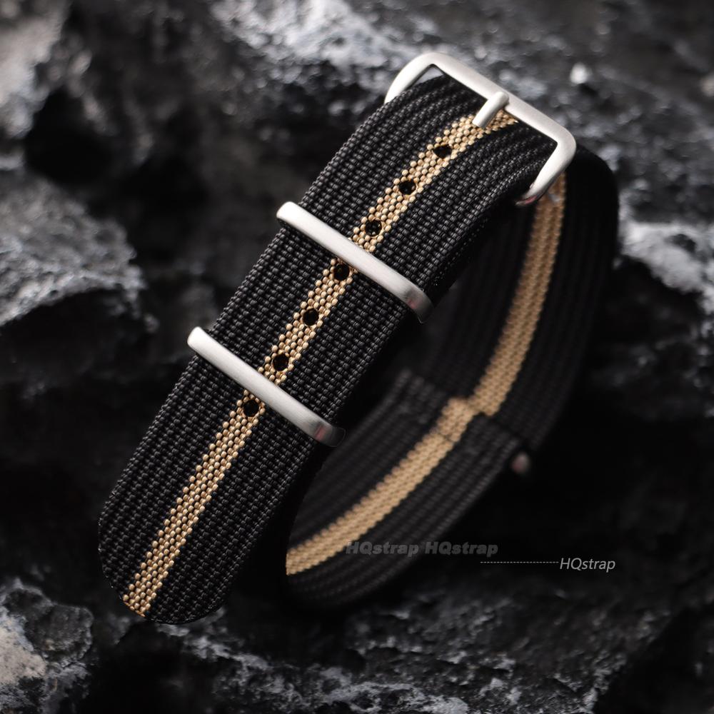 Quality Nylon Watch Strap for Smartwatch Silver Ring Buckle 18mm 19mm 20mm 22mm Man Women Ribbed Braid Replace Watch Accessories