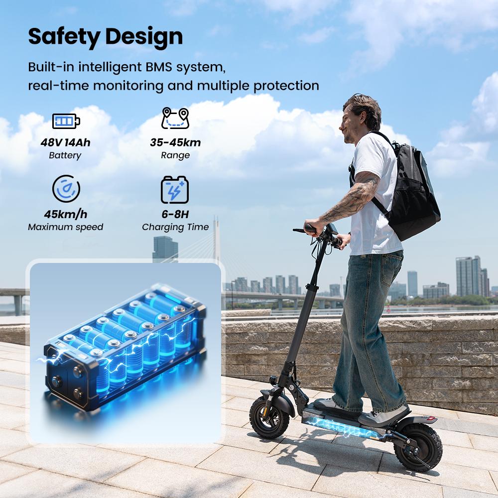 iScooter Electric Scooter 45km/h Max Speed 1000W Motor 14Ah 10 Inch Off Road Tire With Suspension Escooters