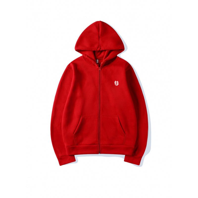 Hanorac cu glugă și fermoar, casual, larg, cu logo mic - Mărimi mari disponibile