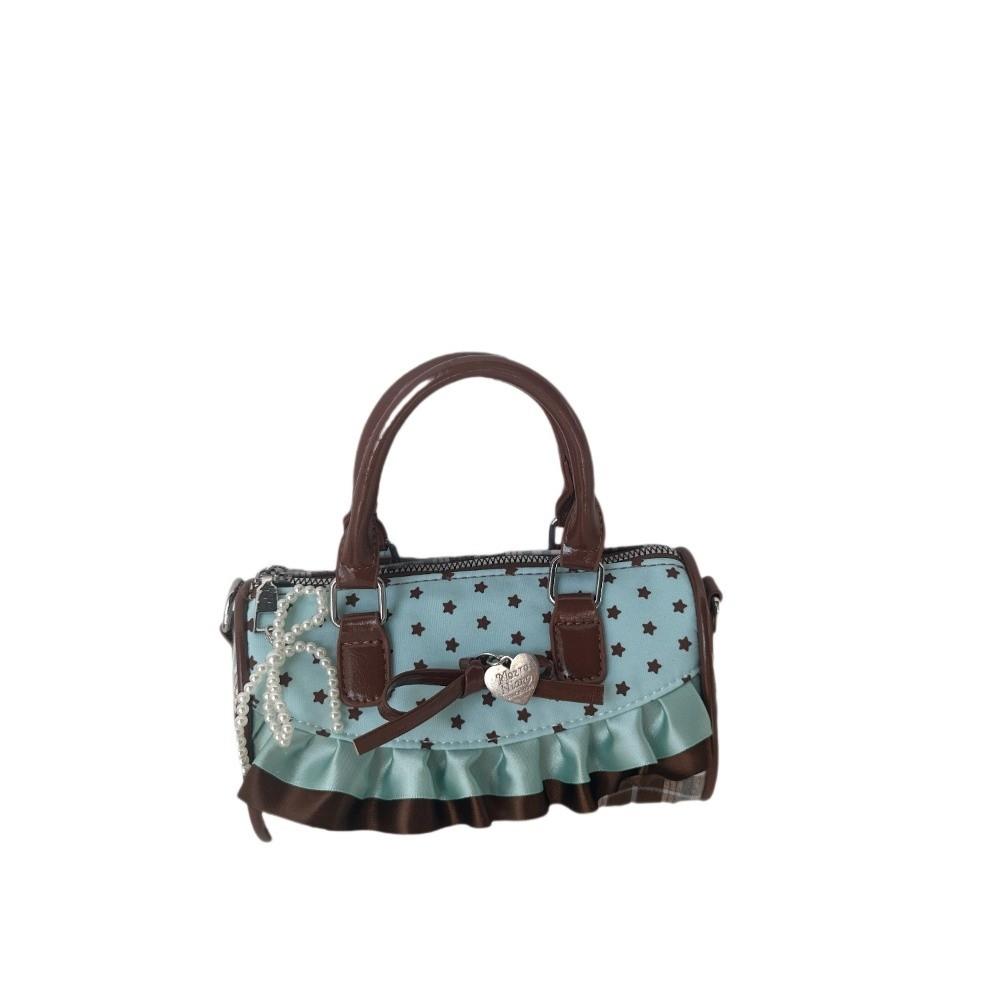 

Lace Trim Lolita Crossbody Bag Ruffle Kids Shoulder Tote Bag Casual Pillow Handbag Commute зелёный