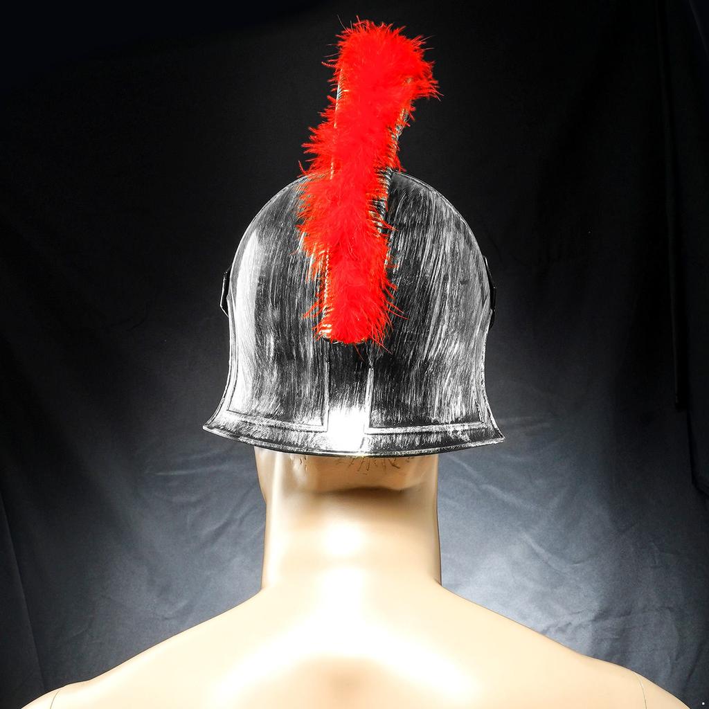 Plastic Warrior Helmet for Men: Medieval Roman Spartan Samurai Style with Red Crest, Costume Party Accessory