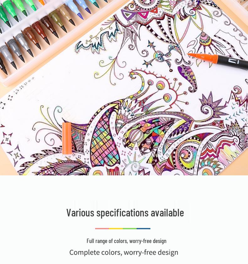 Giorgione Double-Ended Water-Based Fineliner Brush Pens: 24 & 80 Washable Colors