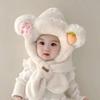 Thick Warm Kids Hooded Scarf Hat Neck Protection Winter Plush Integrated Hat  Snow