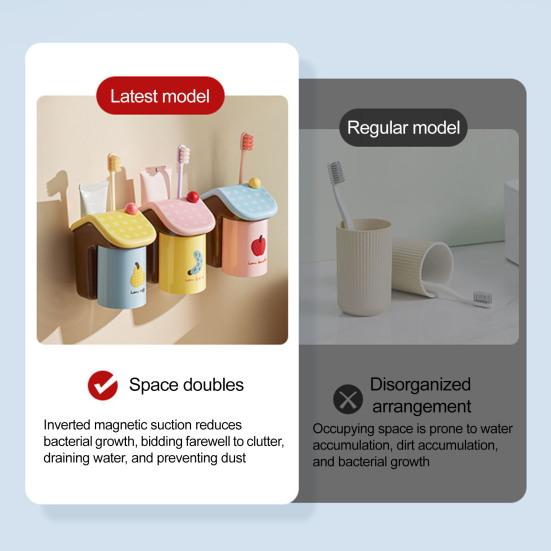 Toothbrush Holder with Cup Magnetic Toothbrush Cup Holder Wall-Mounted Toothbrush And Cup