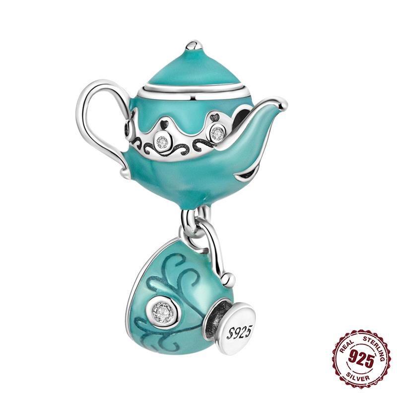 High Quality Copper Teacup Coffee Pendant Beads Fit Original Fine Bracelets Charms Diy Women Jewelry Making