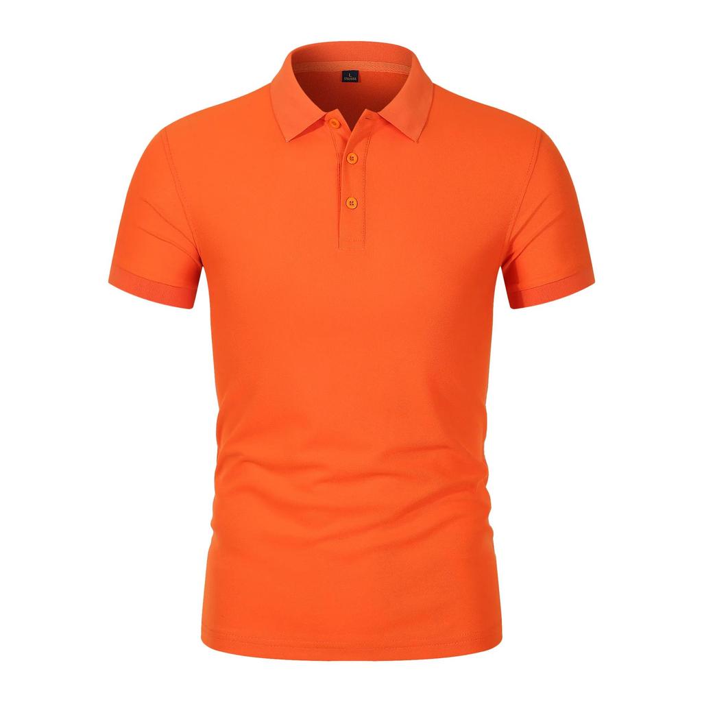 025 Summer New Men's Short Sleeved Solid Color Polo Shirt Breathable and Comfortable Elastic Top Casual Business New Style