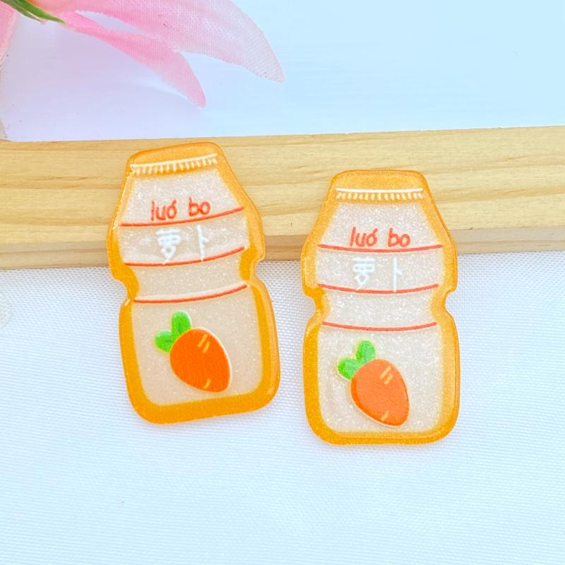 10Pcs New Cute Acrylic Fruit Beverage Series Flat Back Cabochon Scrapbooking Hair Bow Center Embellishments DIY Accessories