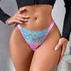 Women's Sexy Peacock Thong Low-Rise Translucent Mesh Lace Panties European Size S-L