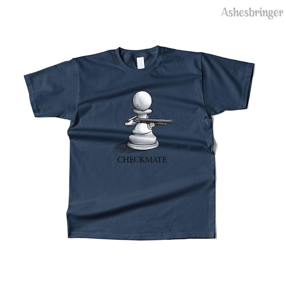Herren Baumwolle Schachmatt Grafik Schach Lustiges T-Shirt Street Casual Style Tee für Männer und Frauen