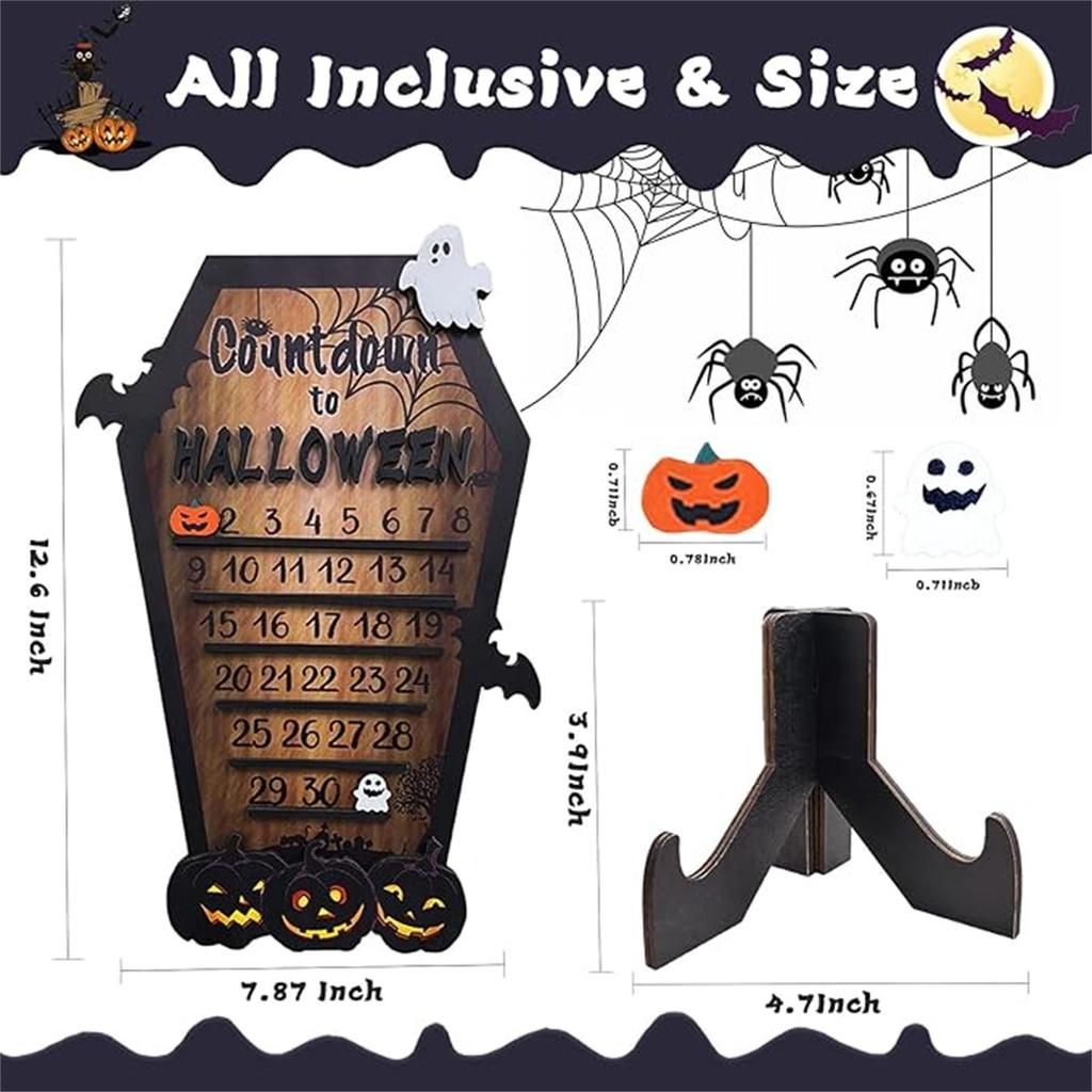 Home Party Decoration Decor Ornaments Ghost Design For Indoor Horror Halloween Advent Calendar Wooden Countdown To Christmas