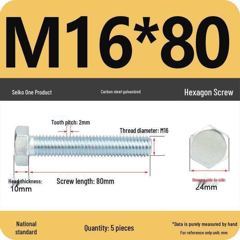 8.8 Grade Galvanized Hex Head Bolt, High-Strength M4-M30