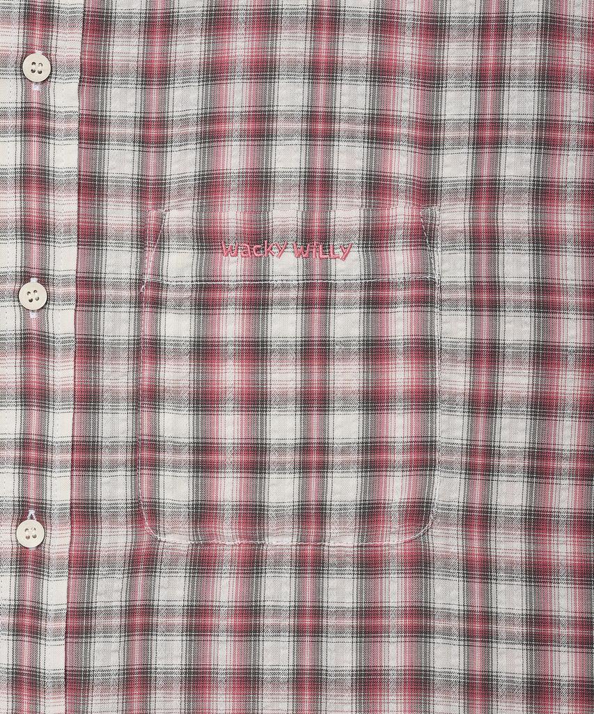 WACKY WILLY Linen Oversized Check Shirt Pink