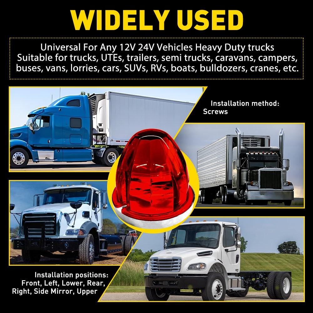 2x LED Red Watermelon Lights Side Marker Truck Trailer Turn Signal Light 12V