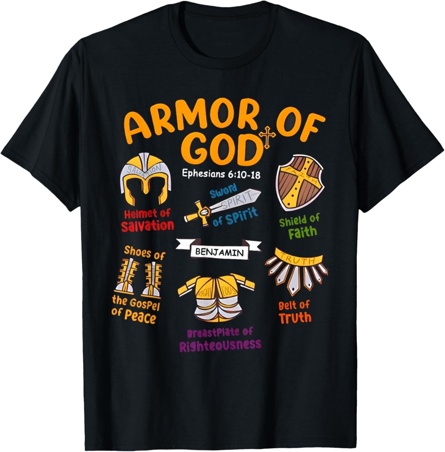 Armor of God Kids Christian Toddler Jesus Shield Ephesians T-Shirt S разноцветный