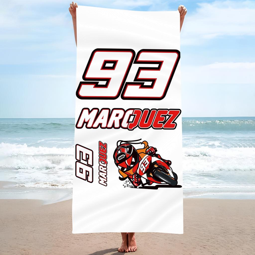 93 M-Marquezs Motorcycle Printed Beach Towel One Piece Anime Bath Towel 75x150cm Bathroom Shower Washcloth Home Decor