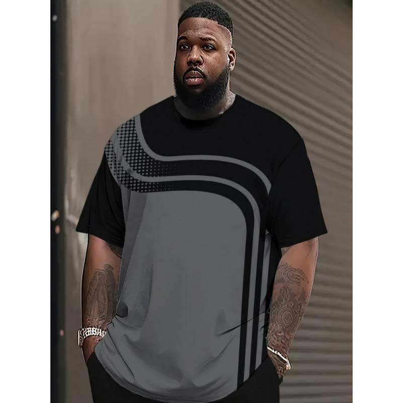 3 Men's Breathable Casual Sports T-shirts - Short Sleeved Stripes and Geometric Patterns