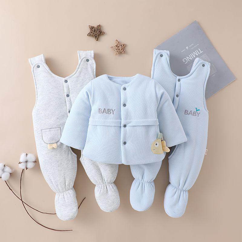 

Newborn Three-Piece Thick Cotton Footed Overalls Set 66 (56-64cm, 8-12 jin)