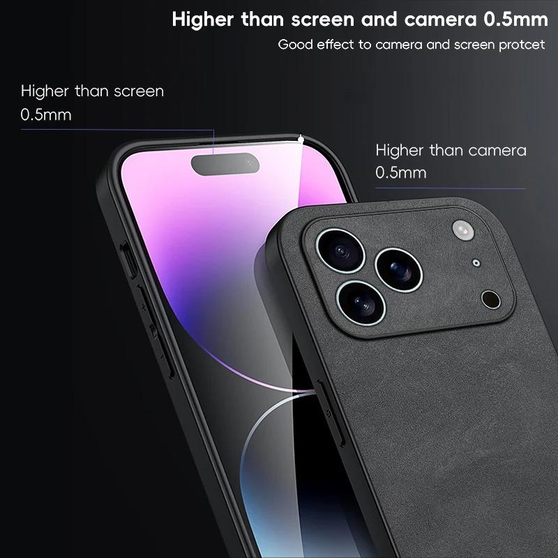 Luxury Sheepskin Leather Phone Case For iPhone 17 16 15 14 13 12 Pro Max 16 Plus 17Pro Air Shockproof Matte Soft Bumper Cover