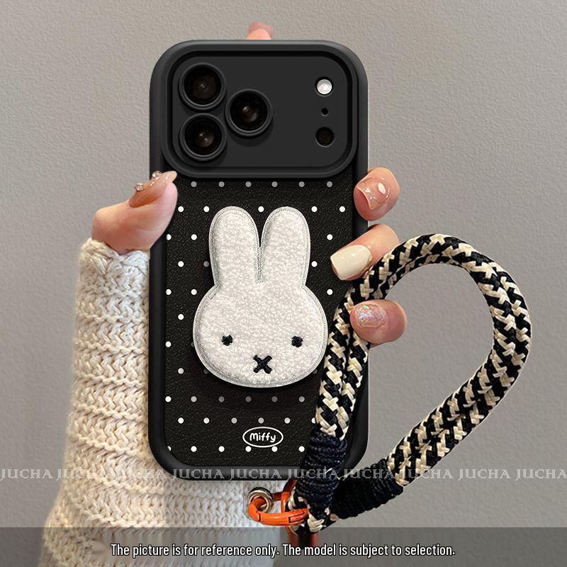 Miffy Rabbit Polka Dot Phone Case: Compatible with iPhone 15, 16 Pro Max, 17. Features a high-end, simple design.