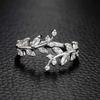 Korean Leaf Design Opening Rings For Women Sparkling Cubic Zirconia CZ Adjustable Ring Party Daily Wear  Jewelry Gift