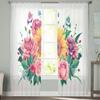 Blumenstrauß Rose Sonnenblume Gardinen für Schlafzimmer Wohnzimmer Tüll Vorhänge für Küche Voile Vorhänge Fensterbehandlung