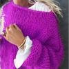 Maglioni lavorati a maglia da donna Lady Scava fuori maglia sottile Pullover See Through Look Manica a lanterna Top larghi Grembiule Maglione in mohair Felpa lavorata a maglia Top