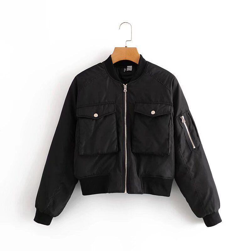 Fashion Style 2024 Fall and Winter New Arrival Women's Pocket Long Sleeves Versatile Style Flight Jacket Cotton-Padded Jacket