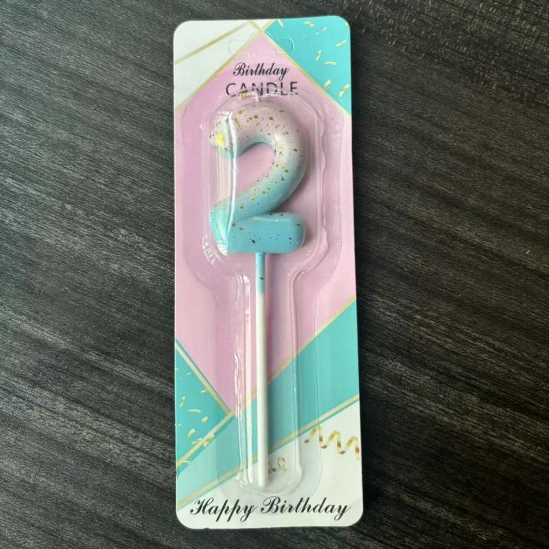 Ins Galaxy Gradient Digital Birthday Candle Ornament Pink Blue Purple Layout Party Cake Baking Plug-in Card