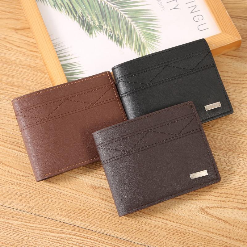 New Men's Wallet, Short Wallet, Change, Green Fashion Embossed Horizontal Soft Wallet, Large Capacity and Multi-card Space