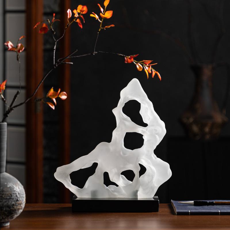 Resin Handicrafts Hollowed-out Irregular Rockery Frosted Chinese-style Retro Ornaments Decorative Figurines Home Decoration
