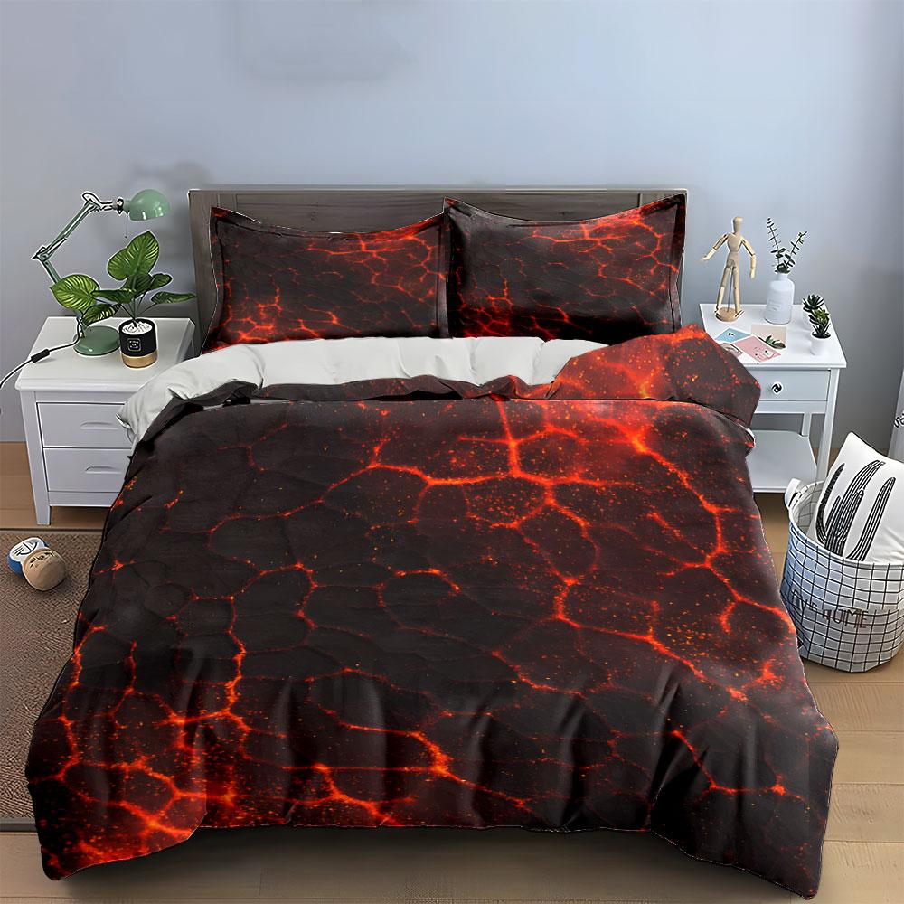 Fiery Lava Cracked Design Set Bedding Duvet Cover Set Duvet Cover Pillowcases (1 * Duvet Cover 2 * Pillowcases, without duvet insert)