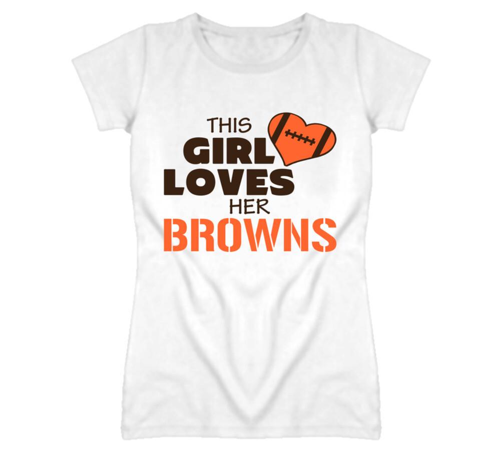 This Girl Loves Her Browns Football T Shirt Mens Womens Tees Top - Cleveland Browns Team Colors M