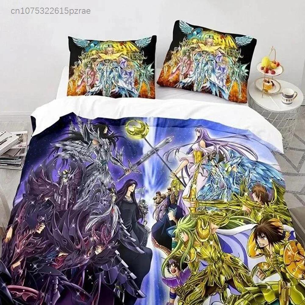 Anime Saint Seiya LOST CANVAS Bedding Set Duvet Cover Bed Set Quilt Cover Pillowcase Comforter King Queen Size Boys Adult