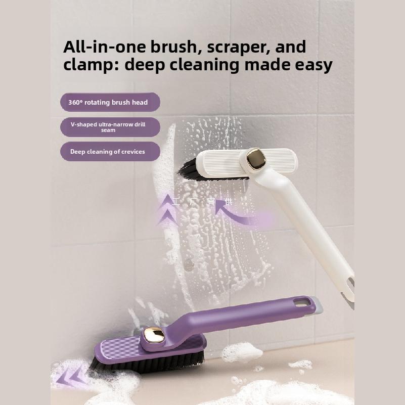 2pcs bathroom crevice cleaning brush, no dead angle floor scrubber for bathroom, toilet, floor, sink, and basin, rotating brush
