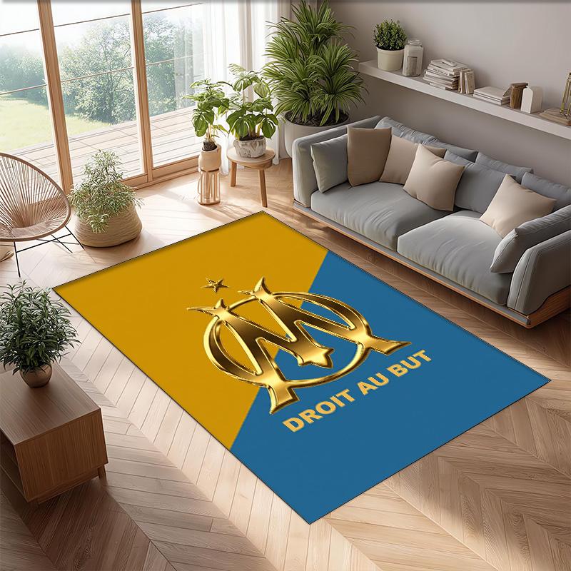 Olympique Lyonnais FC Soccer Football Pattern Soft Area Rug Non Slip Indoor Floor Carpet Sports Decor Mat for Bedroom