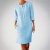 Large Size Women's Cotton and Linen Round Neck Long Sleeved Dress