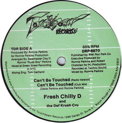 

12inch Record FRESH CHILLY D THE DEF KRUSH CRU Cant Be Touched DRP8970 Touchdown Recor 1989 US Rap HipHopRB Used