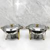 Round Stainless Steel Buffet Stove - Golden Food Warmer for Hotels & Restaurants