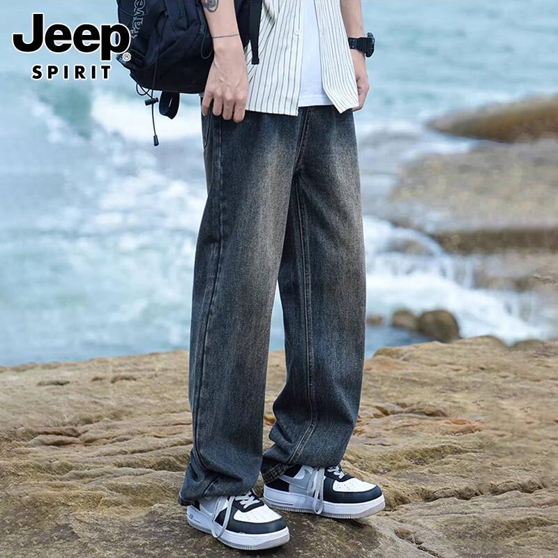 JEEP SPIRIT Men's Retro Loose Fit Casual Jeans